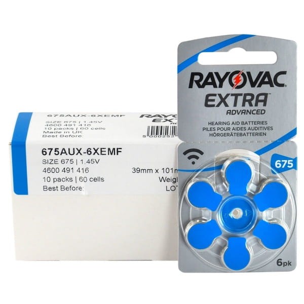 60 x baterie do aparatów słuchowych Rayovac Extra Advanced 675